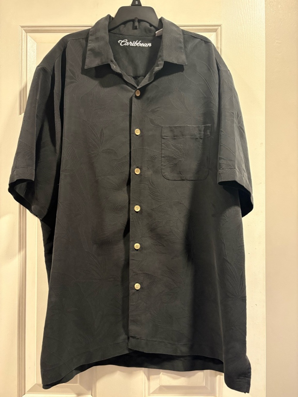 Caribbean Black Short-Sleeve Button-Down Camp Shirt